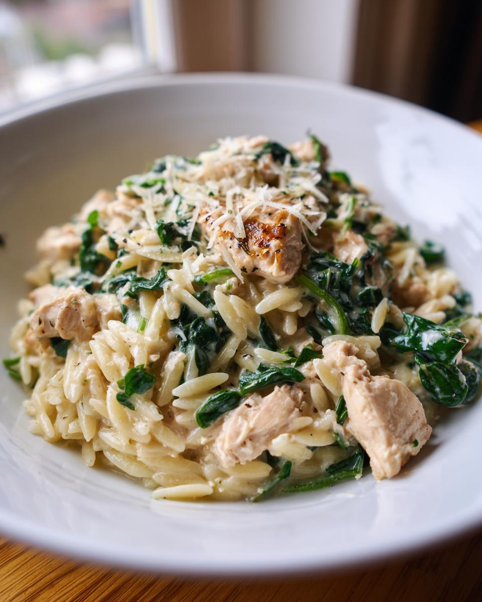 Creamy Chicken & Spinach Orzo (Quick Weeknight Dinner) - detail 1