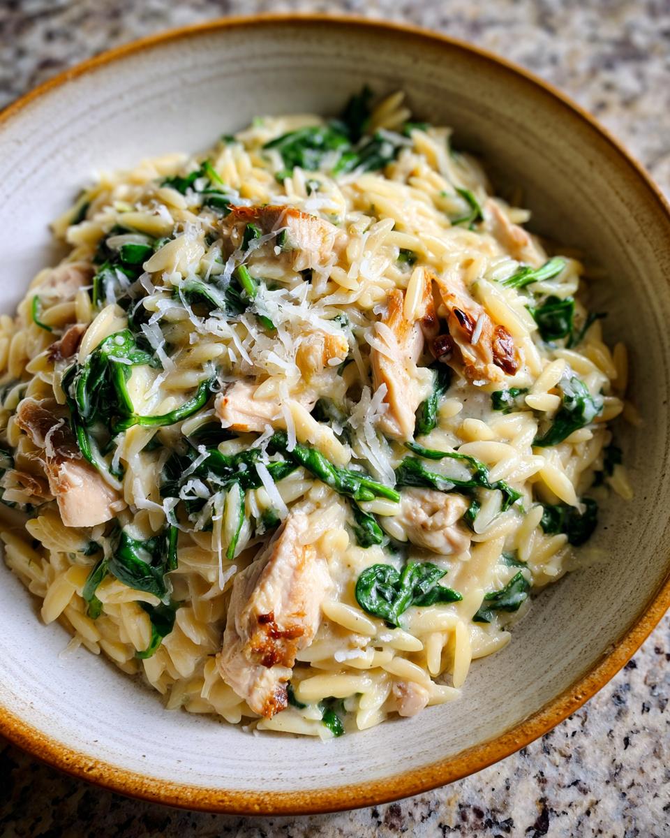 Creamy Chicken & Spinach Orzo (Quick Weeknight Dinner) - detail 2