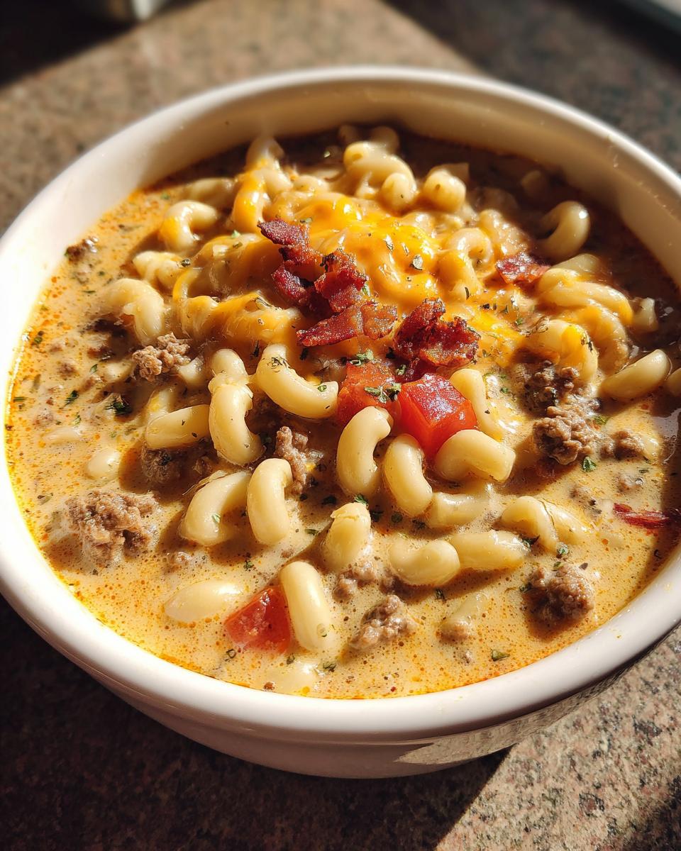 Cheeseburger Pasta Soup - detail 1