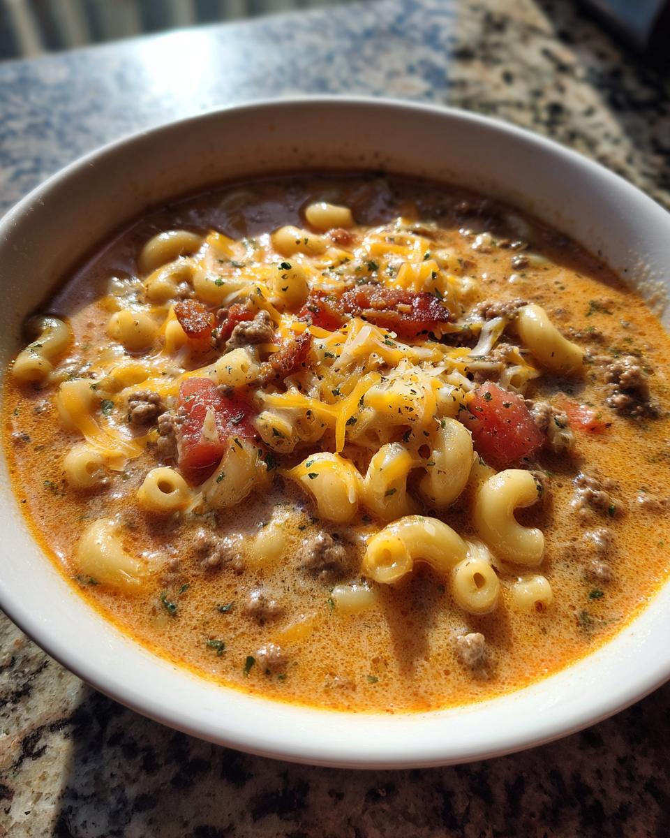 Cheeseburger Pasta Soup - detail 2