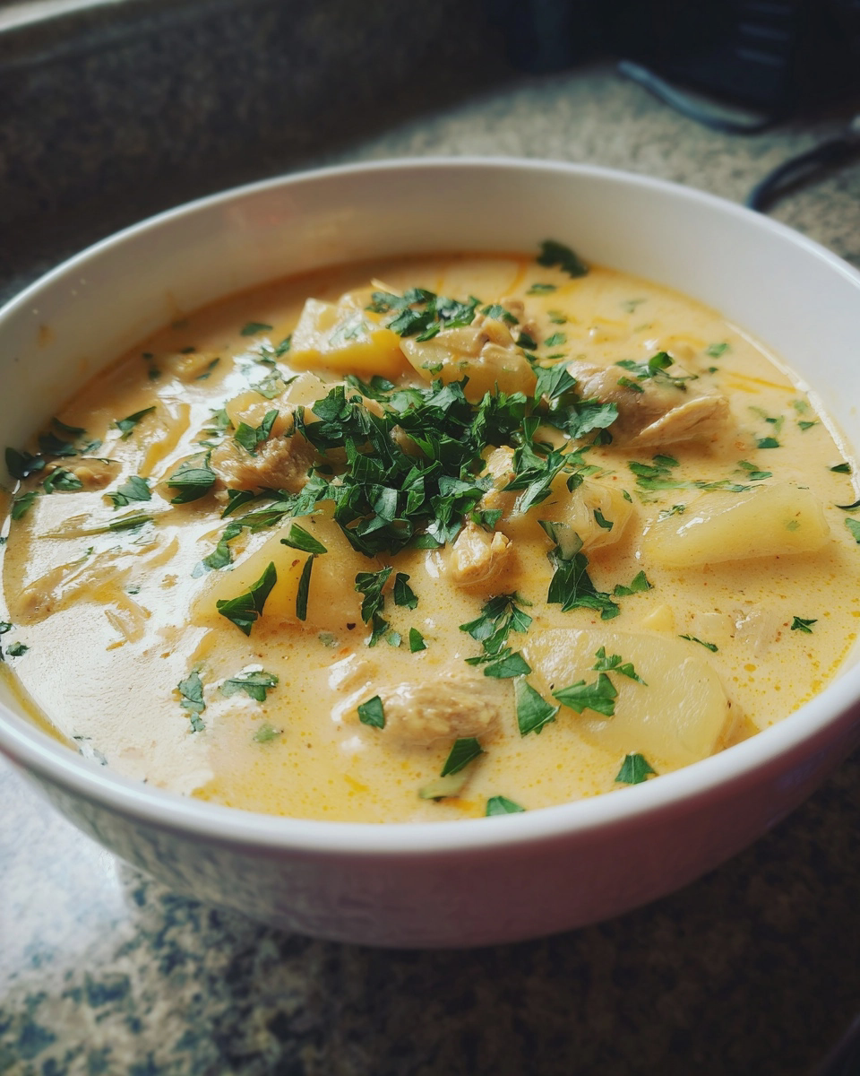 Cheddar Garlic Herb Potato Soup