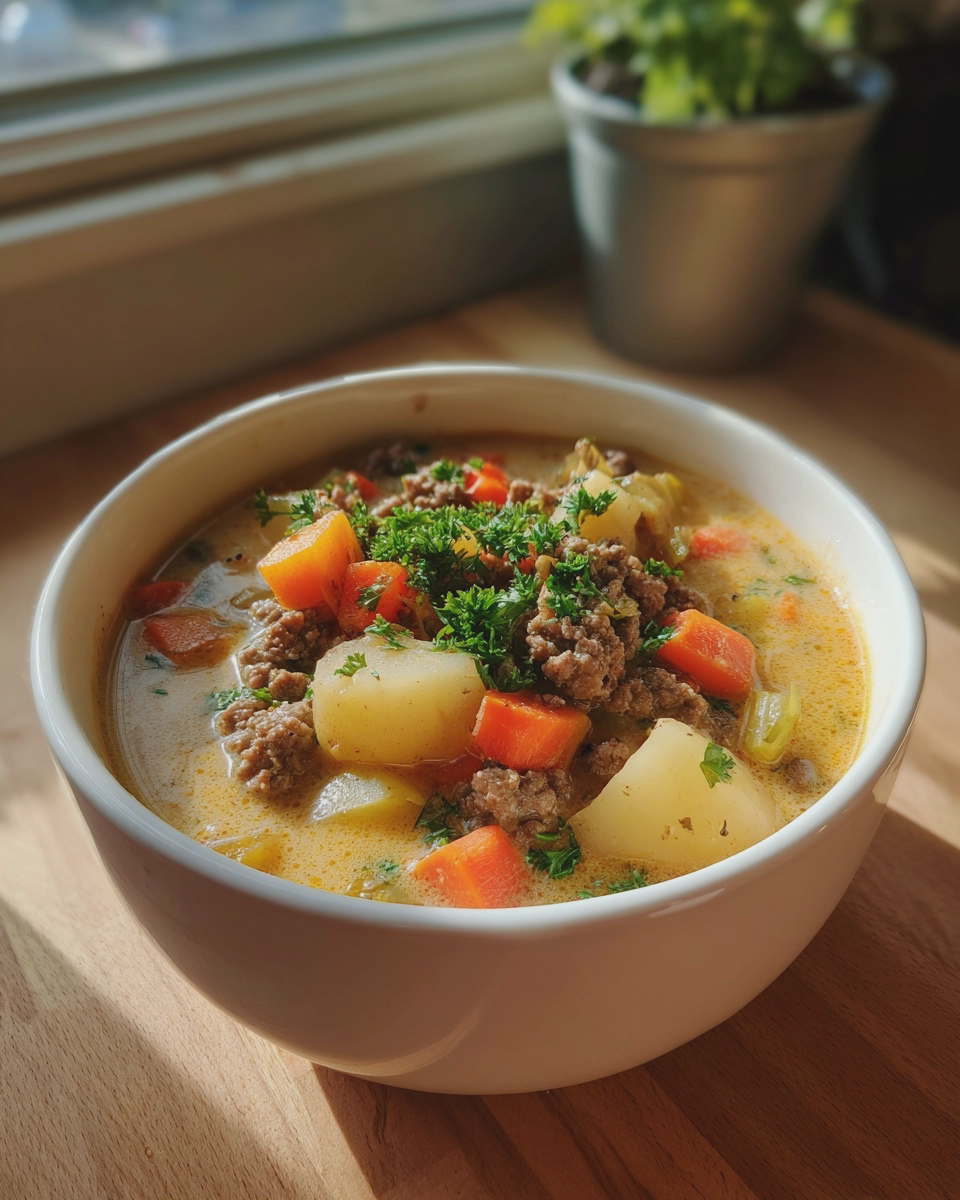 Delicious Hamburger Potato Soup Recipe â€“ Easy & Creamy! - detail 1